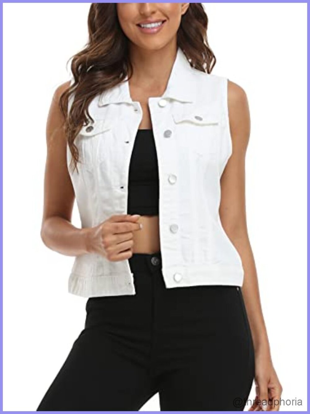 Womens Denim Vest Cropped Sleeveless Jean Vest with Pockets